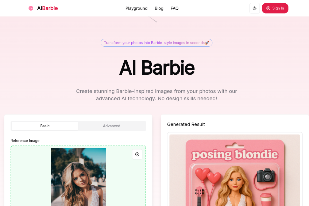 AI Barbie 网站截图