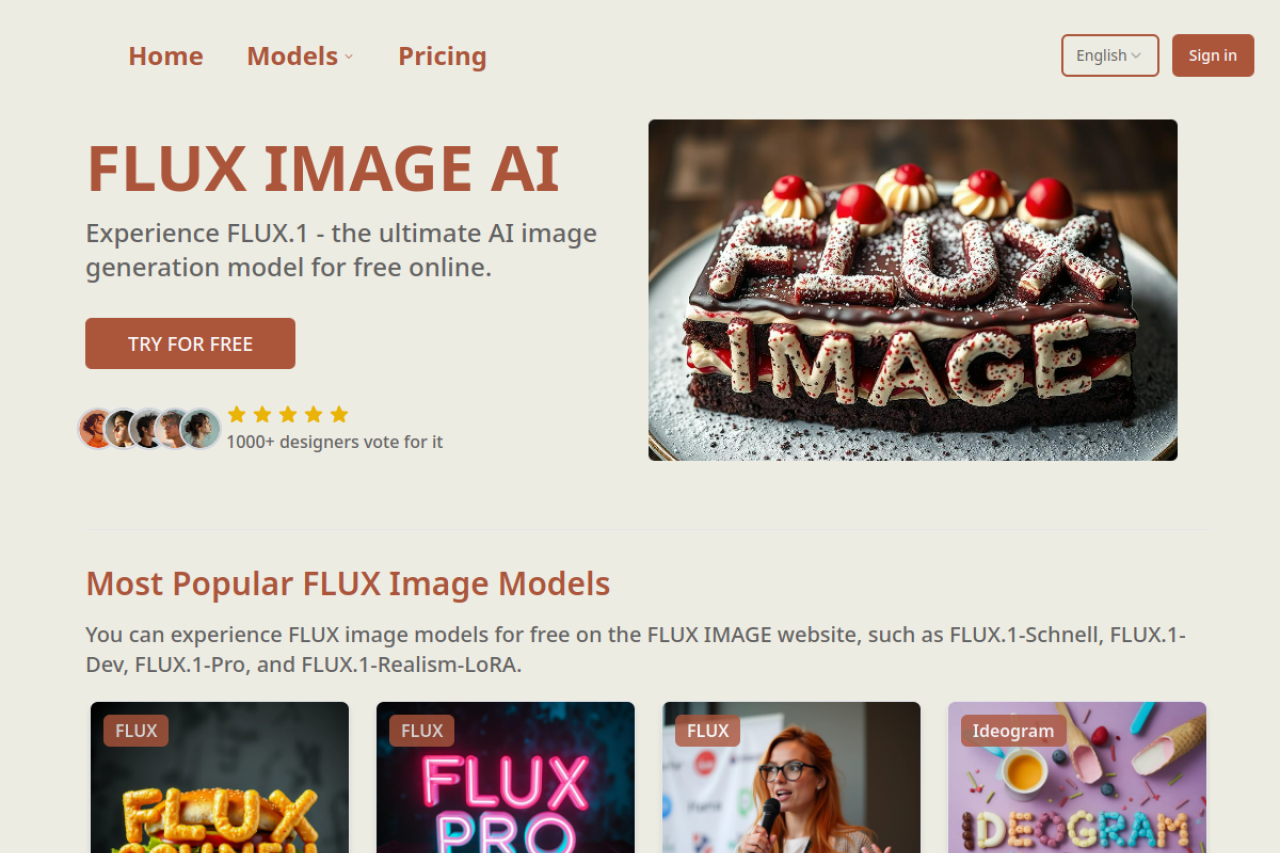 FLUX IMAGE AI 网站截图