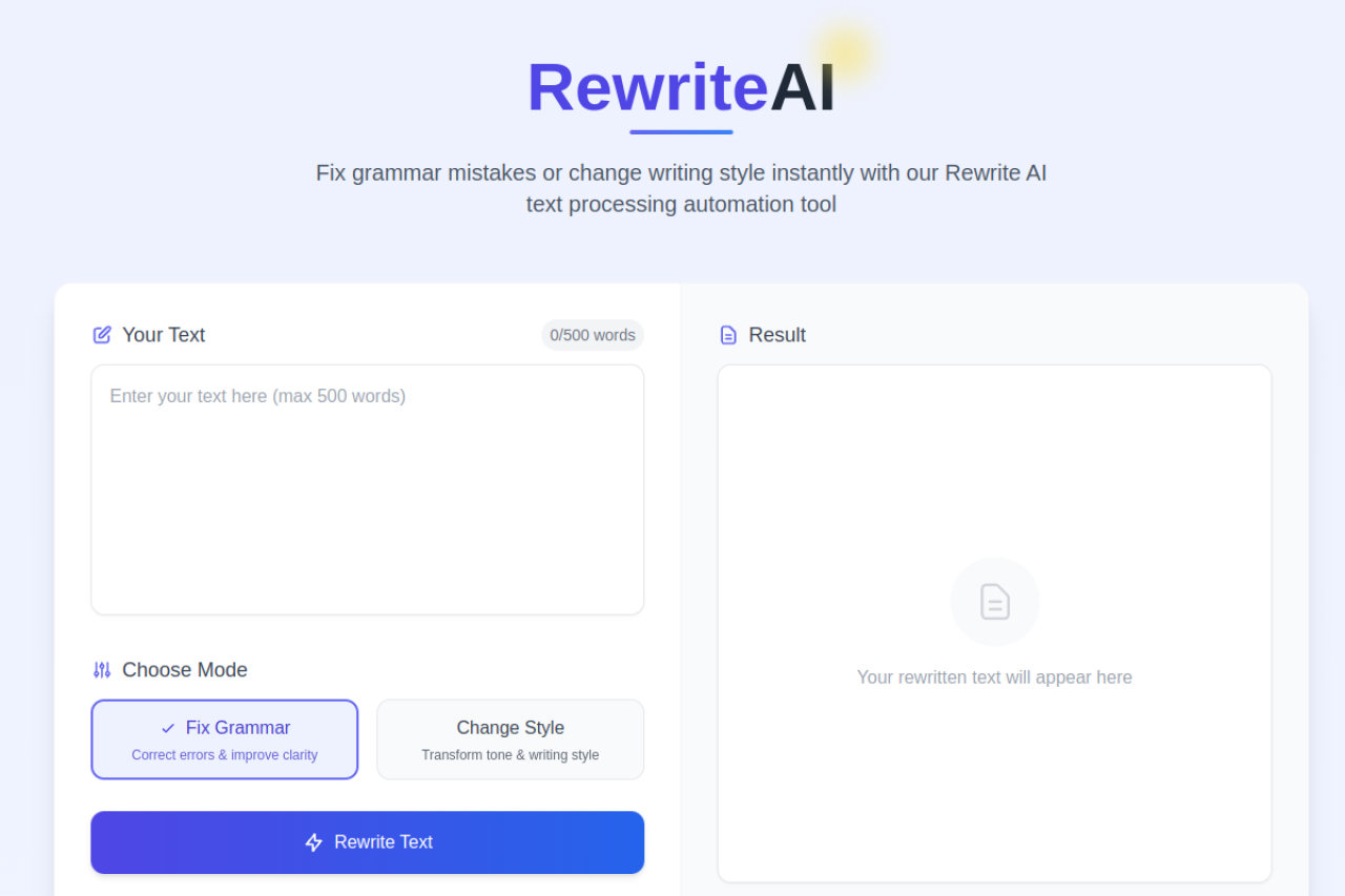 Rewrite AI 网站截图