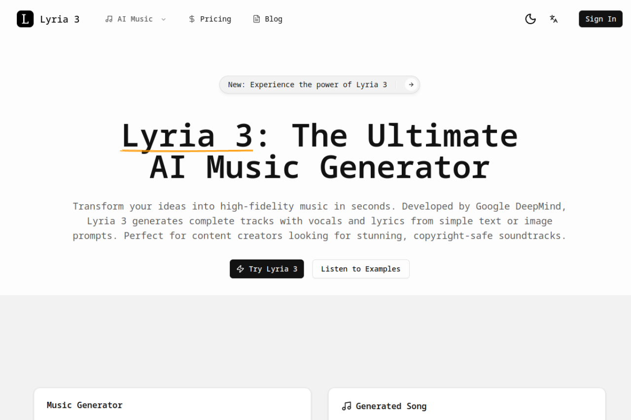 Lyria 3 网站截图