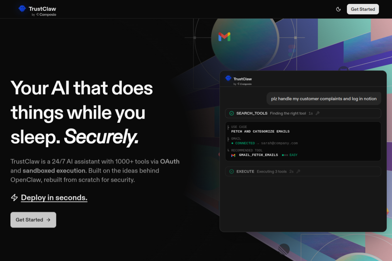 TrustClaw 网站截图