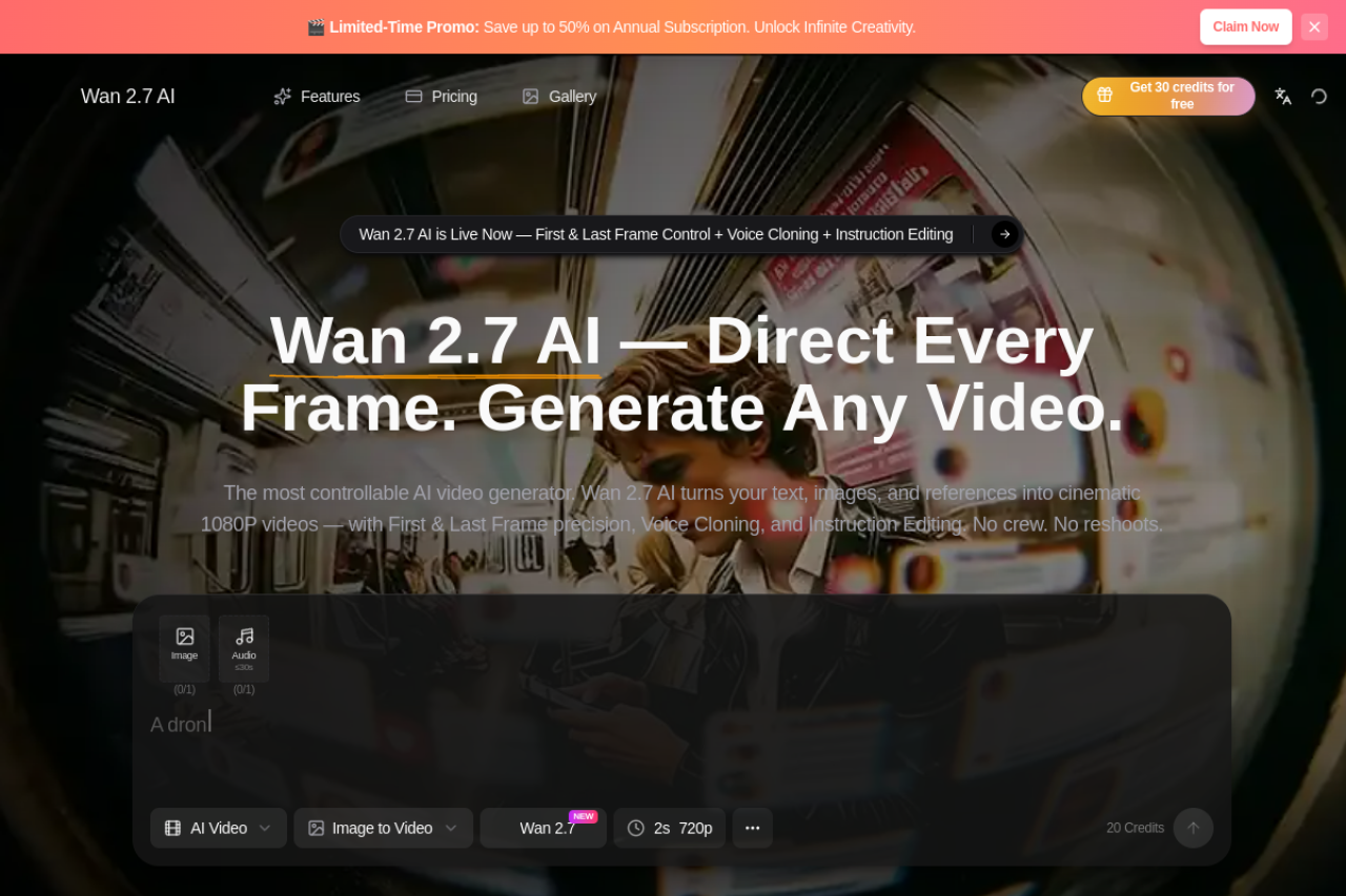 Wan 2.7 AI 网站截图