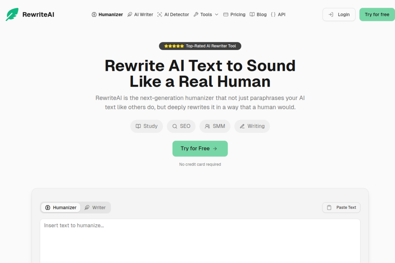 RewriteAI 网站截图