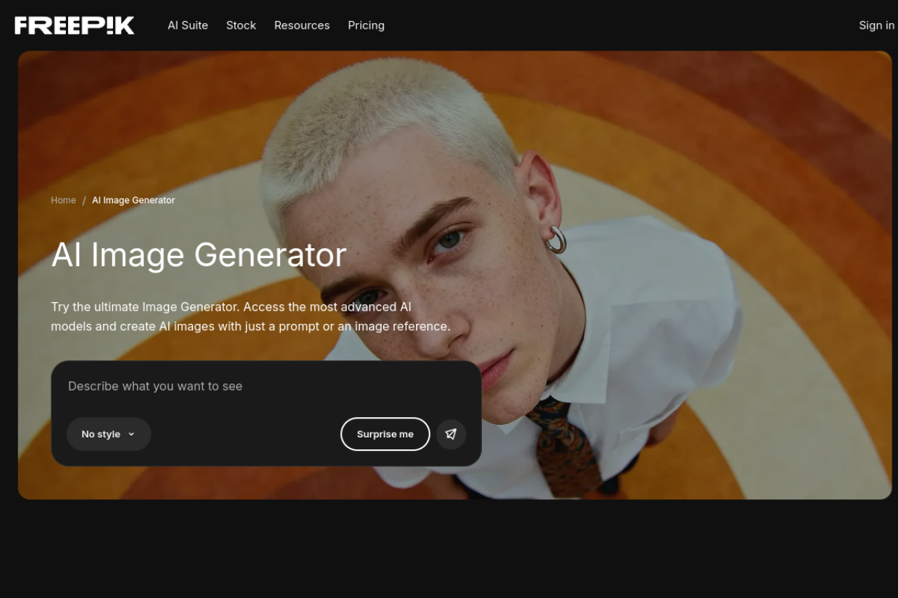 Freepik AI Image Generator screenshot