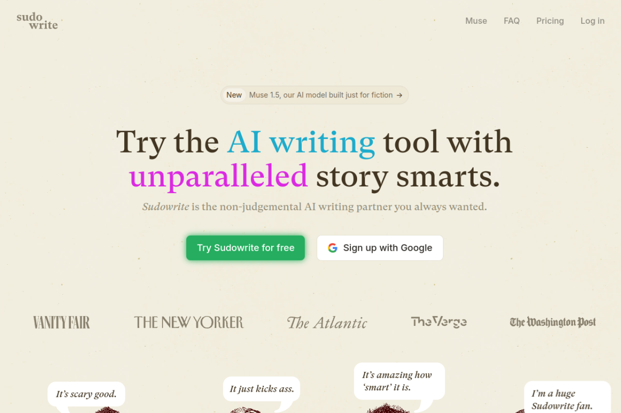 Sudowrite 网站截图