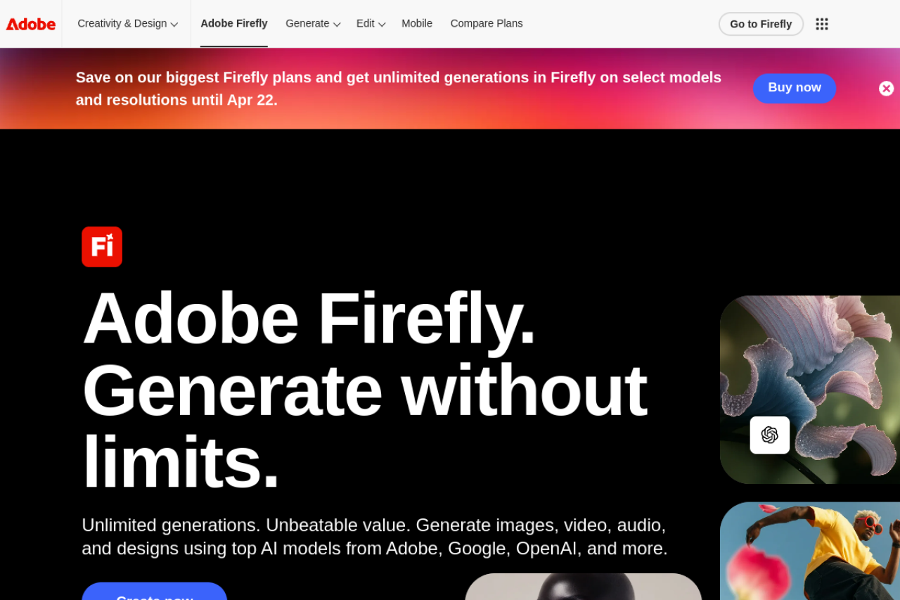 Adobe Firefly 网站截图