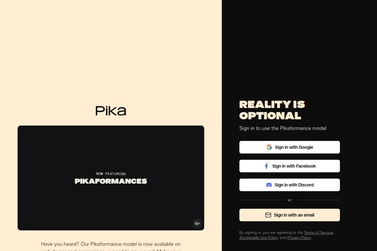 Pika 网站截图