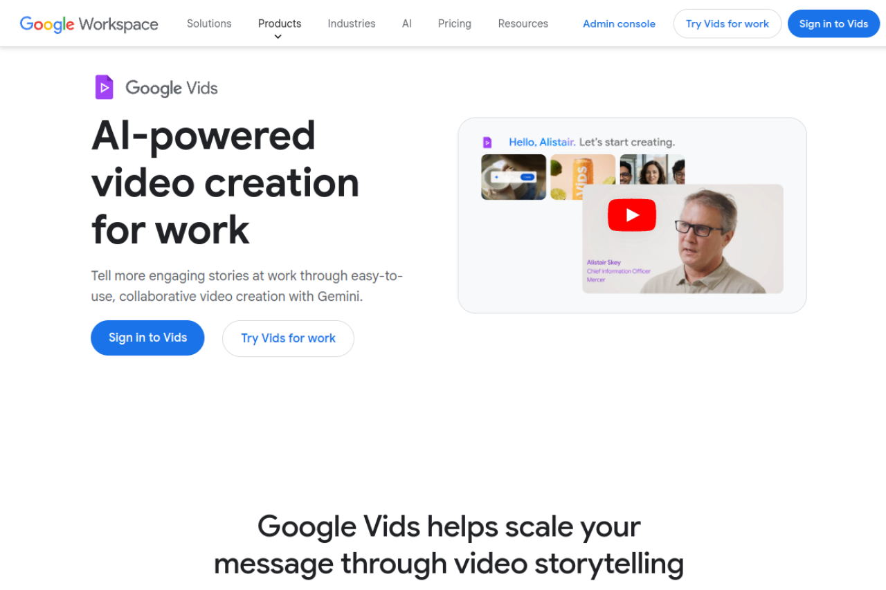 Google Vids 网站截图