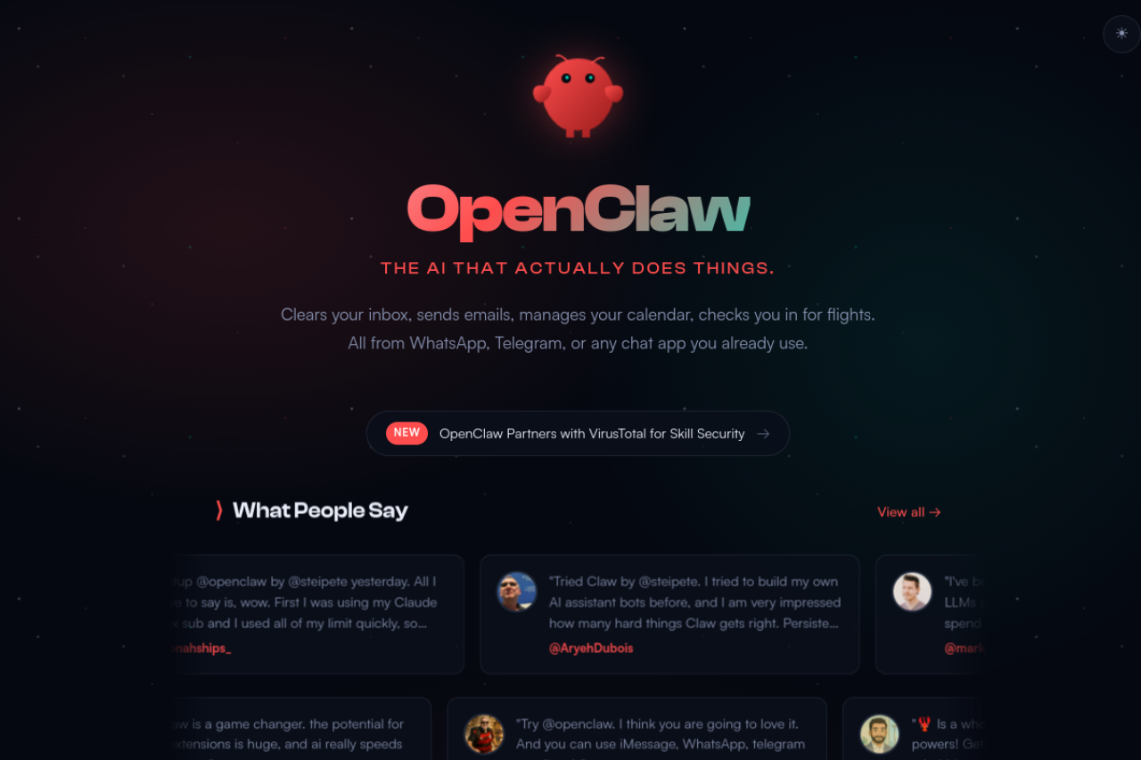 OpenClaw 网站截图