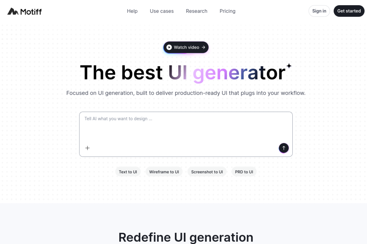 Motiff screenshot