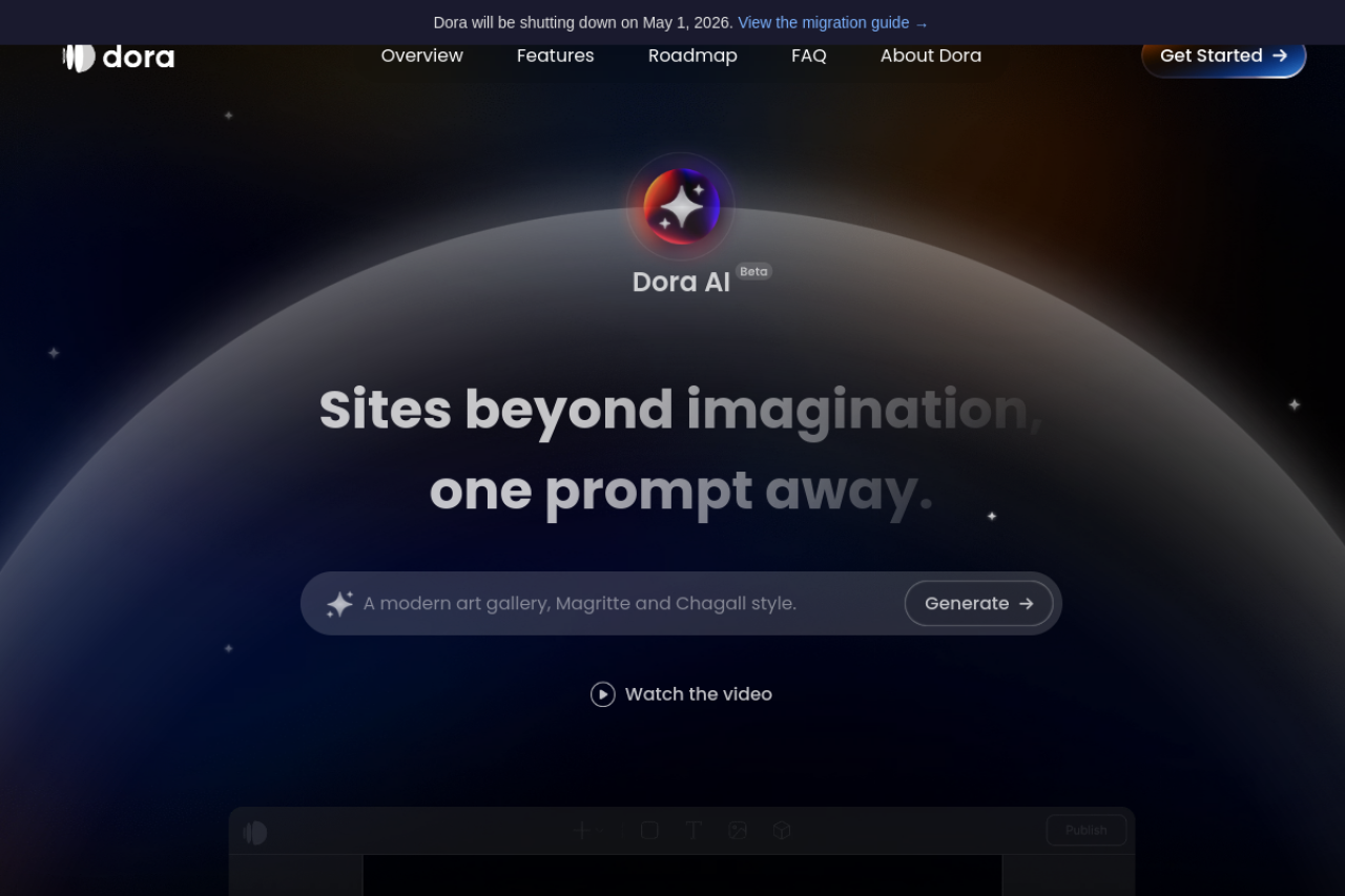 Dora AI 网站截图