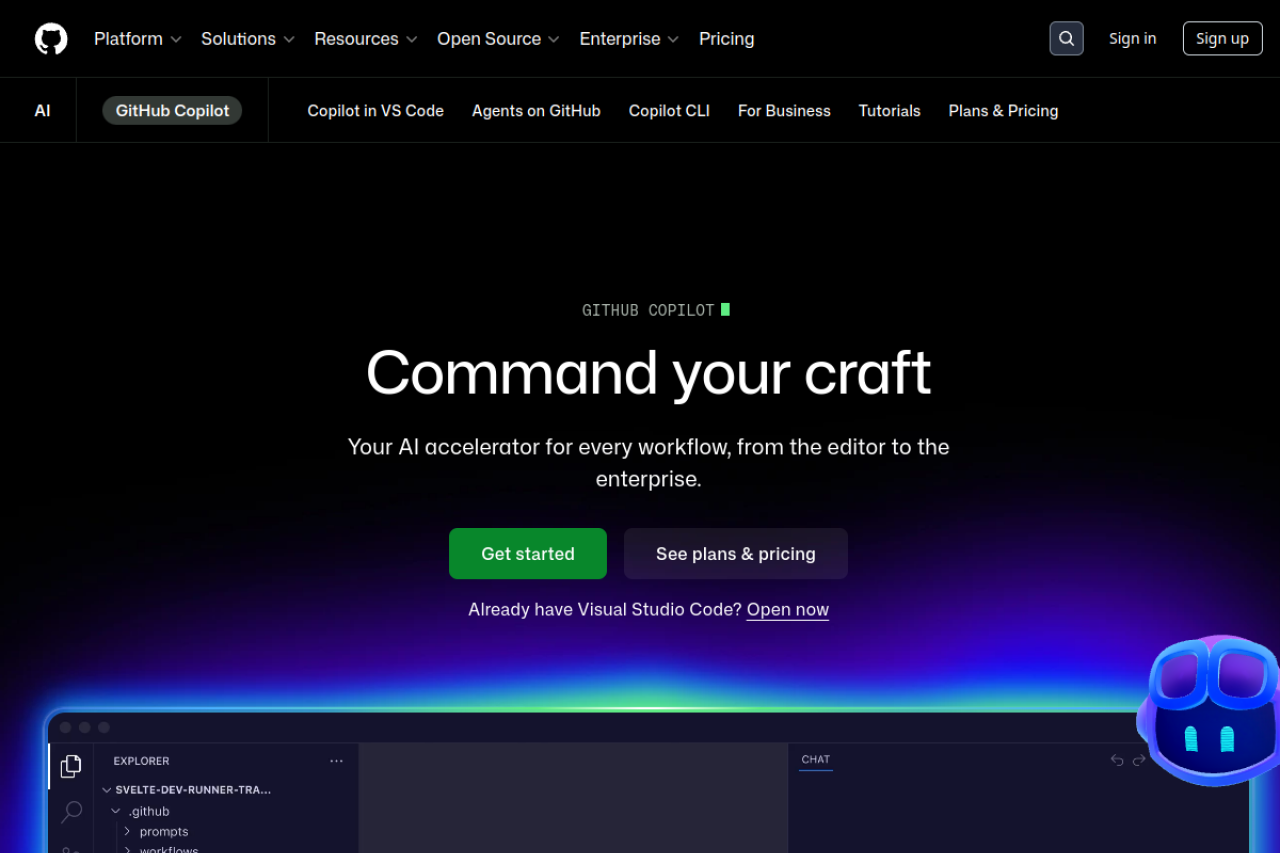GitHub Copilot 网站截图