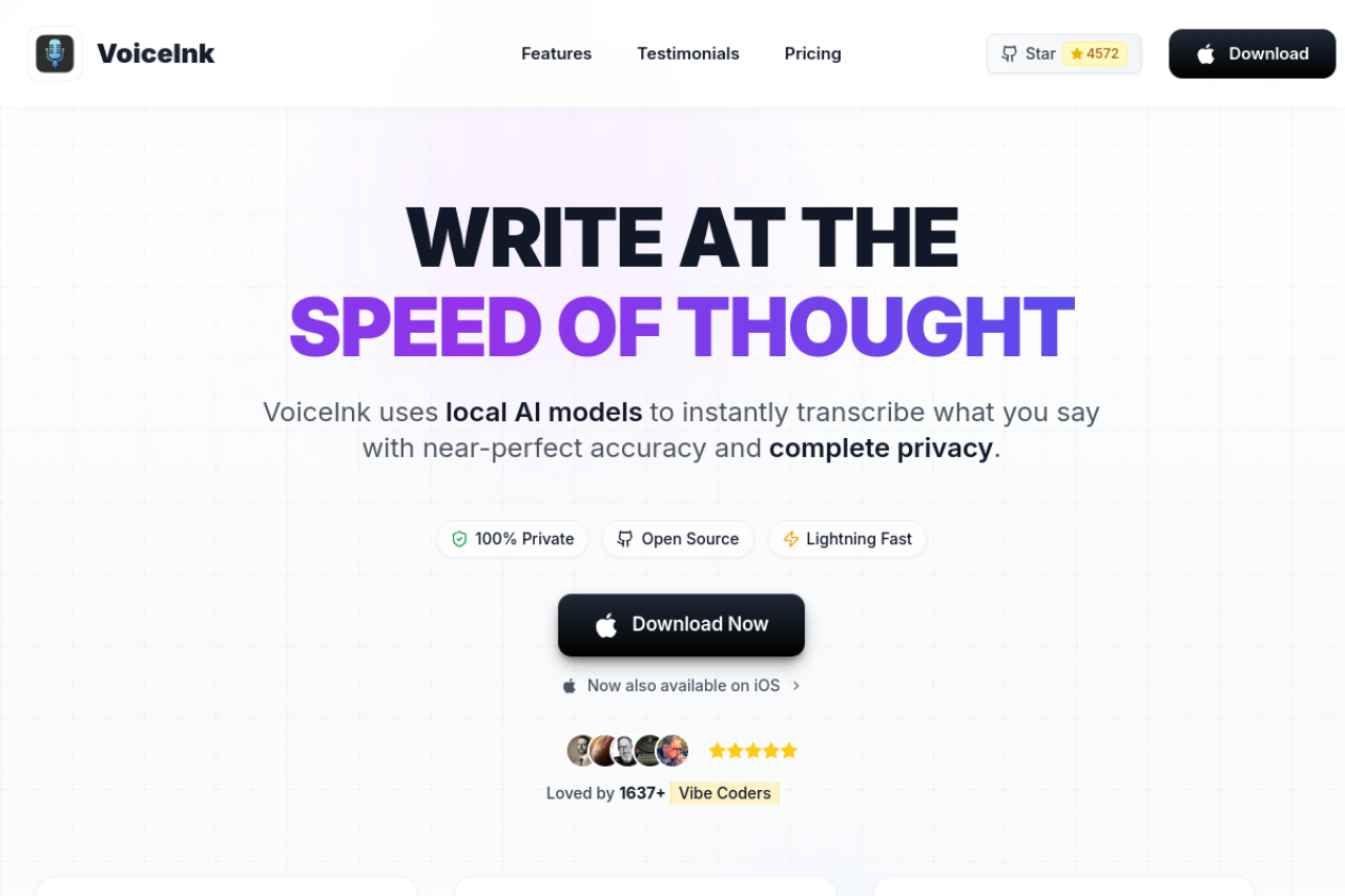 VoiceInk 网站截图