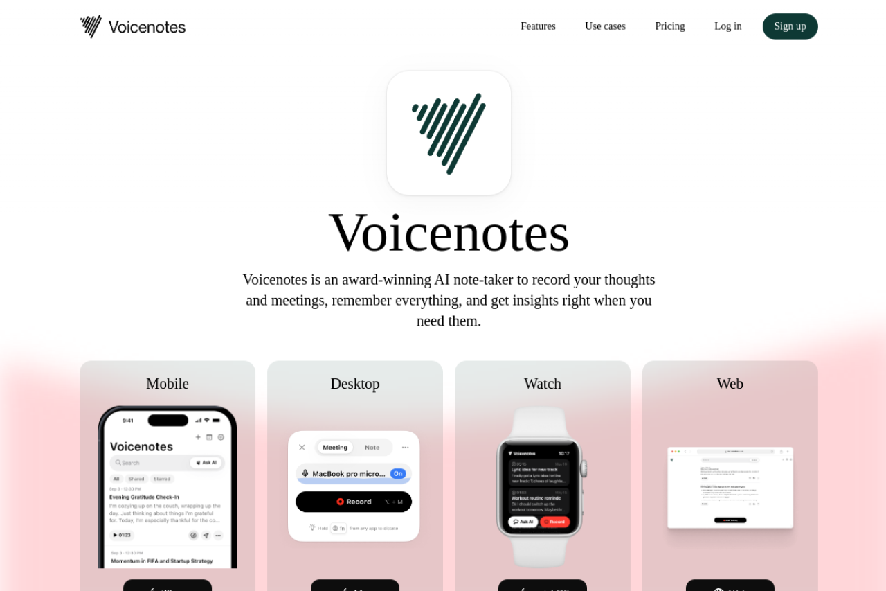 Voicenotes 网站截图